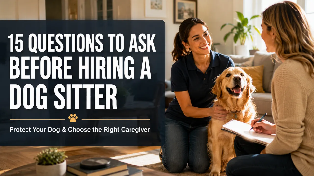 Dog owner meeting with a professional dog sitter while discussing pet care for a Golden Retriever